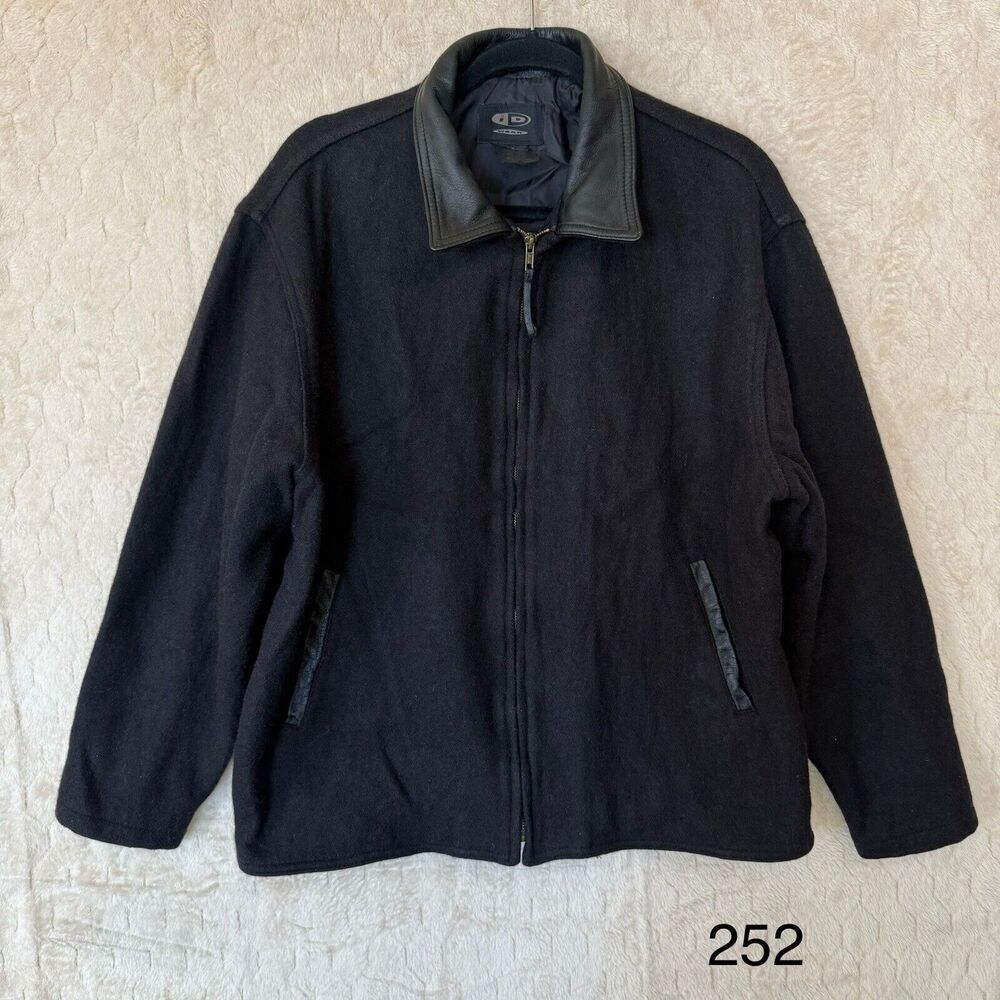 Men’s ID Wear Black Wool Zip Up Jacket Sz L Broadway Bravo Pockets Made InCanada